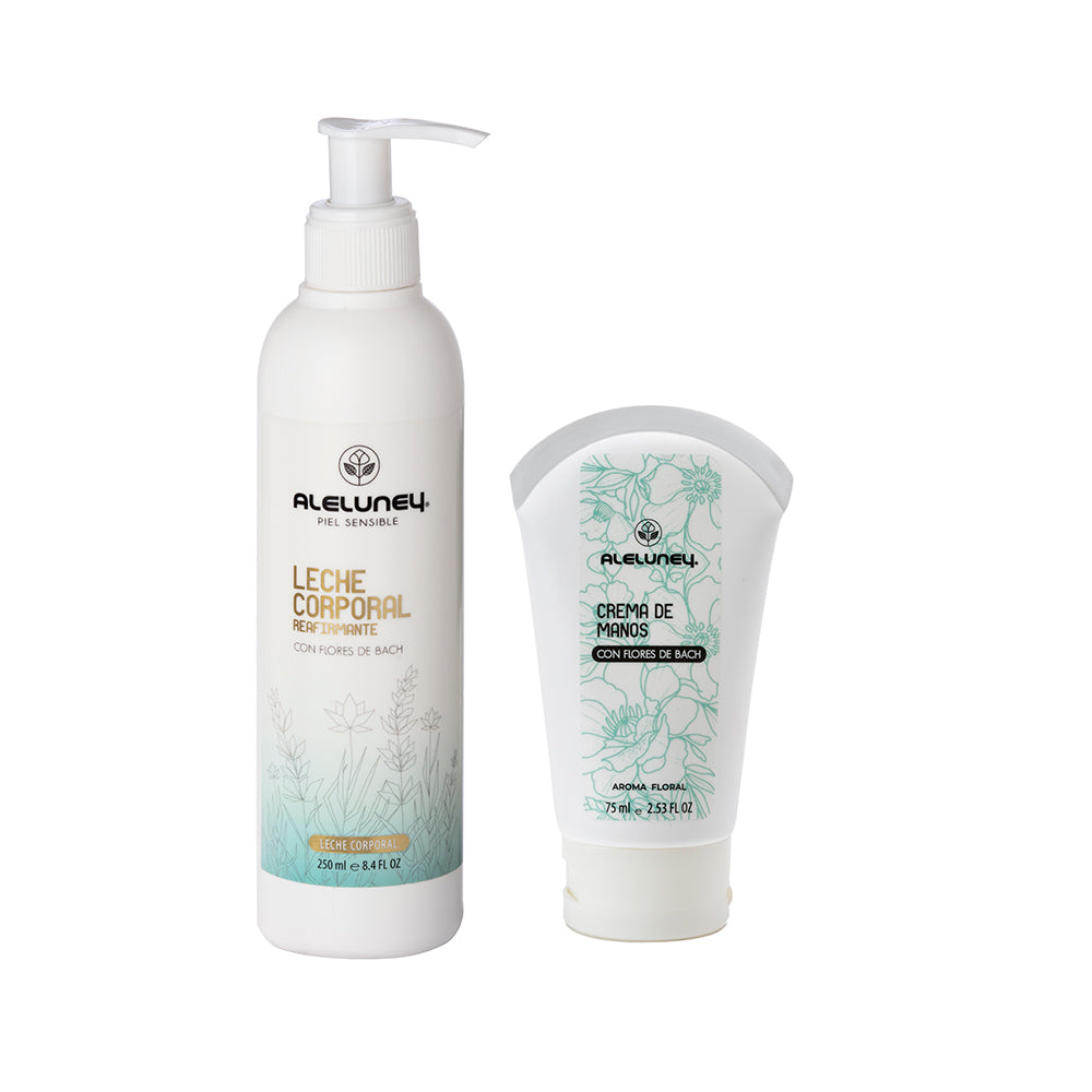 Set leche corporal piel sensible y crema de manos aroma floral